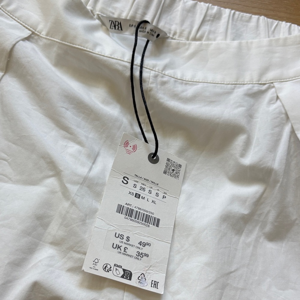 Zara Embroidered Lace Trim Pleated Women Shorts Sz S - Picture 11 of 11